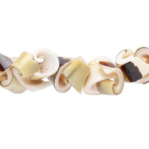 Bead, green everlasting shell (natural), 9x6mm-11x8mm, Mohs hardness 3-1/2. Sold per 15-1/2" to 16" strand.