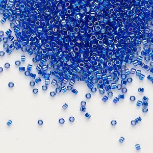 Seed bead, Delica&reg;, glass, pkg/250g, #11 round, translucent rainbow cobalt (DB-0178).