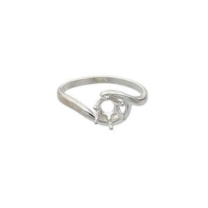 Ring, Sure-Set&trade;, sterling silver, swirl band with 6mm 6-prong round setting, size 6. Sold individually.