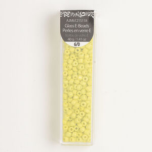 Seed bead glass 1pkg1, #6 round 40g, opaque yellow