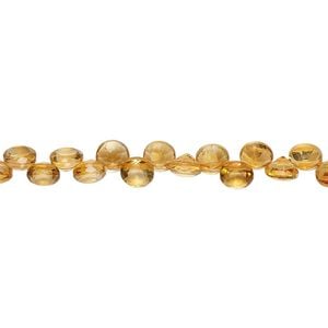 Citrine 1pkg1, hand-cut top-drilled faceted round bead 5 inch 4x3mm-5x4mm