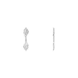 Bail, fold-over, nickel-plated brass, 13x3mm double leaf with 6.5mm grip length. Sold per pkg of 100.