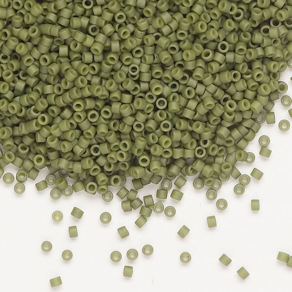 Seed bead, Delica&reg;, glass, pkg/250g, #11 round, opaque matte glazed luster olive (DB-0391-1). image number 0