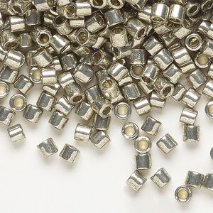 Seed bead, Delica&reg;, glass, pkg/250g, #8 round, Duracoat&reg; opaque galvanized outside dyed light pewter (DBL-1851).