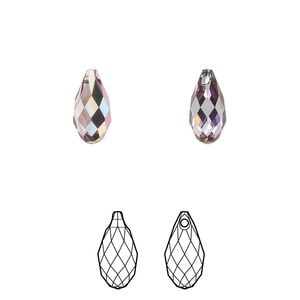 Briolette 2pk light amethyst heavy vitrail light, Crystal Passions&reg; 11x5.5mm pendant drop 6010