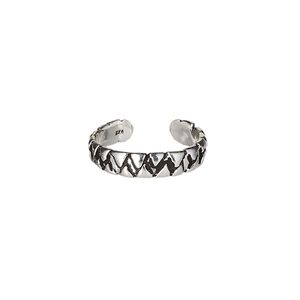 Toe ring, Create Compliments&reg;, antiqued sterling silver, 4mm wide with triangle design, adjustable. Sold individually.