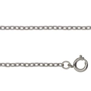 Chain 1pkg10 cable, 2mm / springring clasp, antique silver-finished steel 24 inch