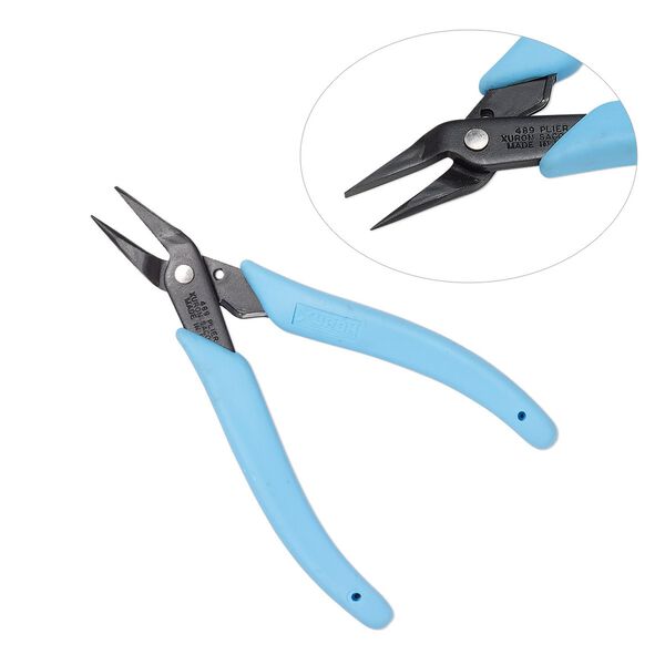 Pliers, Xuron&reg;, #489, round and flat-nose, steel and rubber, light blue, 5-1/2 inches. Sold individually. image number 0