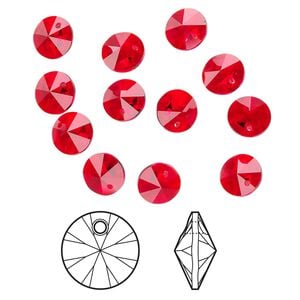 Drop 12pk light Siam, Crystal Passions&reg; 8mm pendant mini disk 6428
