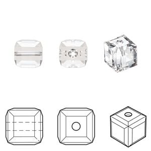 Bead 6pk crystal, Crystal Passions&reg; 8mm cube 5601