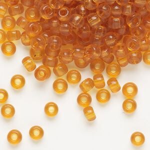 Seed bead, Miyuki, glass, pkg/25g, #6 rocaille, transparent topaz (RR-133).