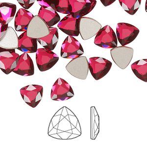 Flat back 144pk scarlet foil back, Swarovski&reg; 7mm trilliant 2472