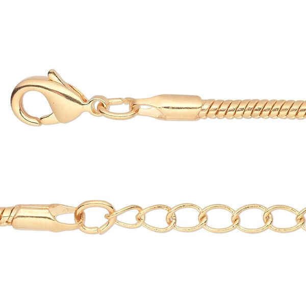 Chain 1pkg2 snake, 2.5mm / lobster claw clasp, gold-finished brass 18 inch image number 0