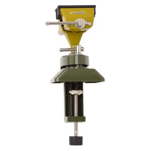 Table vise, PROXXON&trade;, steel / zinc / rubber, green / olive green / black, 5-3/4 x 4 inches with swivel base and 3-inch jaw length. Sold individually.