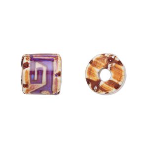 Bead, acrylic, opaque multicolored, 12x11.5mm color-changing round tube with vine design, 3.5mm hole. Sold per pkg of 2.