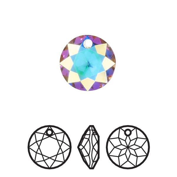 Drop 24pk crystal AB, Swarovski&reg; 14mm pendant classic cut 6430 image number 0
