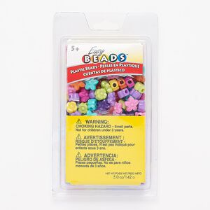 Bead mix, Easy Beads&trade;, plastic, opaque mixed colors, 12mm-15x14mm double-sided flower with a 1-3mm hole. Sold per 5-ounce set, approximately 200 beads.