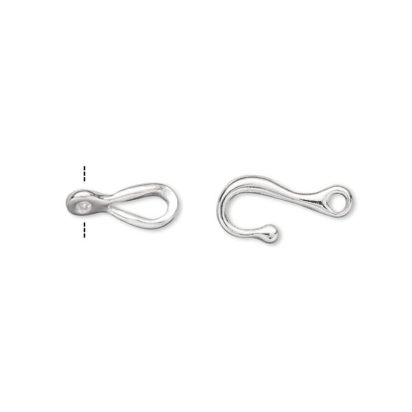 Clasp hook&eye 1pkg10 silver-plated, 12x7mm twist, brass 1-strand image number 0