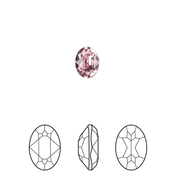 Fancy stone 180pk light rose foil back, Swarovski&reg; 8x6mm oval 4120 image number 0