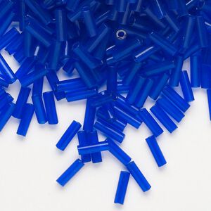 Bead, Preciosa Ornela Czech glass, bugle bead, pkg/50g, 1/4 inch, transparent blue, (30100).