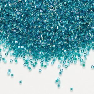 Seed bead, Delica&reg;, glass, pkg/7.5g, #15 round, translucent rainbow teal (DBS-1248).