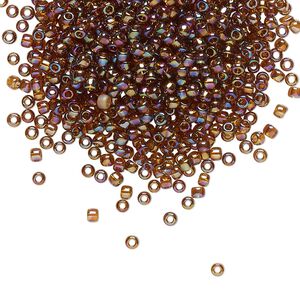 Seed bead, TOHO BEADS&reg;, glass, pkg/50g, #11 round, translucent rainbow smoky topaz (TR-11-177).