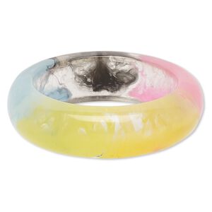 Bracelet, bangle, resin, multicolored, 24.5mm wide, 7-1/2 inches. Sold individually.
