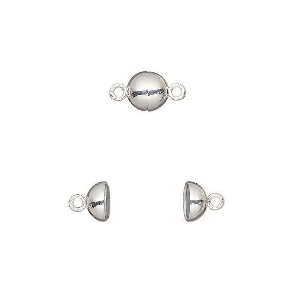 Clasp magnetic 1pkg1 sterling silver, 6mm round 1-strand image number 0