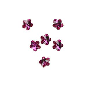 Fancy stone 6pk fuchsia foil back, Crystal Passions&reg; 6mm flower 4744