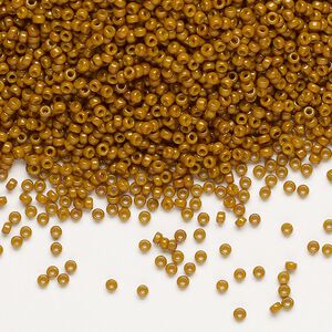 Seed bead, Miyuki, glass, pkg/35g, #15 rocaille, Duracoat&reg; opaque outside dyed toast, (RR-4460).