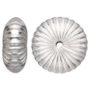 Bead 1pkg1 silver-plated, 50x21mm corrugated rondelle, copper