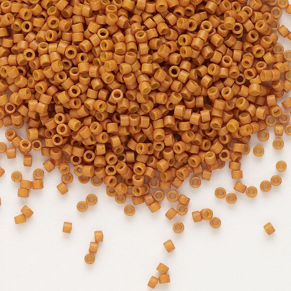 Seed bead, Delica&reg; 1pkg7.5g glass, #11 round, opaque pumpkin / outside dyed (DB-0653) image number 0
