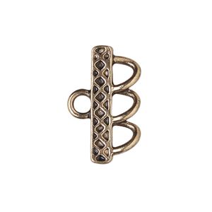 End bar 1pkg6 "pewter", 25x4.5mm rectangle / x design / 1sided / 3 closed loops, silver-finished / antiqued
