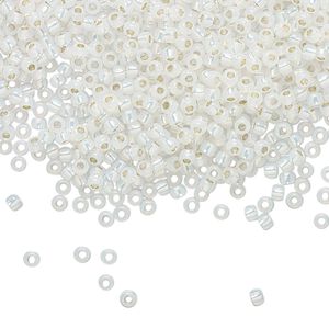 Seed bead, TOHO BEADS&reg;, glass, pkg/50g, #11 round, translucent silver-lined milky white (TR-11-2100).