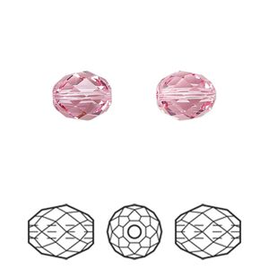 Bead 2pk light rose, Crystal Passions&reg; 9.5x8mm olive briolette 5044