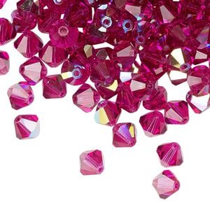 Bead 24pk fuchsia AB, Preciosa Czech crystal 6mm bicone