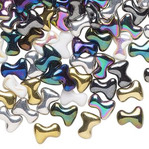 Bead mix 100pk opaque mixed colors, Preciosa Tee&trade; Czech glass 8x7mm center-drilled tee