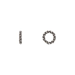 Bead 1pkg10 sterling silver, 8x2mm rondelle, antiqued