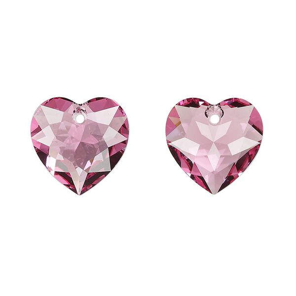 Drop 24pk rose, Swarovski&reg; 14.5mm pendant heart cut 6432 image number 0