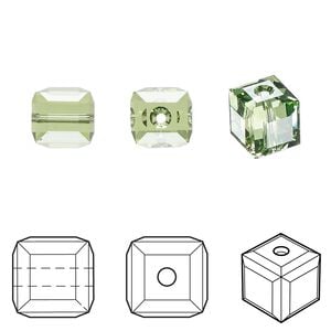 Bead 48pk peridot, Crystal Passions&reg; 8mm cube 5601