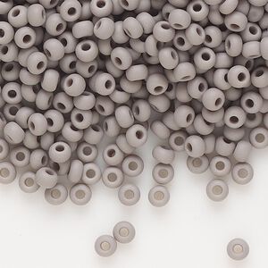 Seed bead, Preciosa Ornela Czech glass, pkg/50g, #8 rocaille, opaque matte grey, (43020).