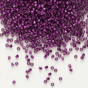 Seed bead, Delica&reg;, glass, pkg/250g, #11 round, opaque nickel-plated dyed color dark magenta (DB-0463).