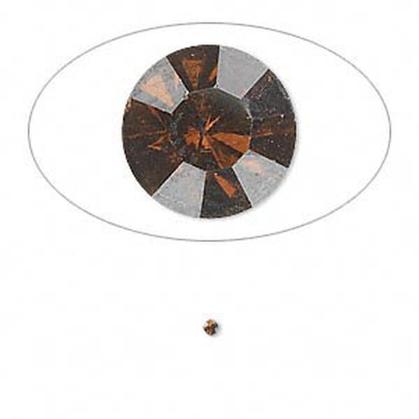 Chaton, glass rhinestone, smoky topaz, foil back, 1.6-1.7mm faceted round, PP10. Sold per pkg of 72. image number 0