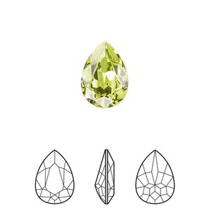 Fancy stone 1pk citrus green foil back, Crystal Passions&reg; 14x10mm pear 4320