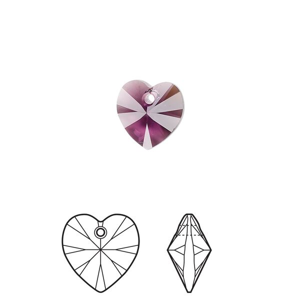 Drop 24pk amethyst, Crystal Passions&reg; 10mm pendant heart 6228 image number 0