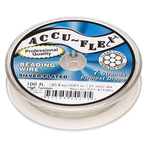 Beading wire, Accu-Flex&reg;, nylon and silver-plated stainless steel, clear, 7 strand, 0.0083-inch diameter, high tension. Sold per 100-foot spool.