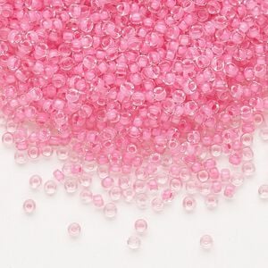 Seed bead, Dyna-Mites&trade;, glass 1pkg0.5kg, #11 round, translucent inside dyed color dusty rose (208 11/0 RR)