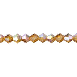 Bead 1pk transparent gold AB, Celestial Crystal&reg; 6mm bicone 15.5-16 inch