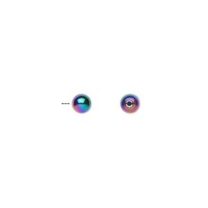 Hemalyke&trade; 1pkg4, electroplated half-drilled round bead 4mm