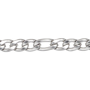 Chain 1pkg1 figaro, 6.25mm, stainless steel 50 foot unfinished